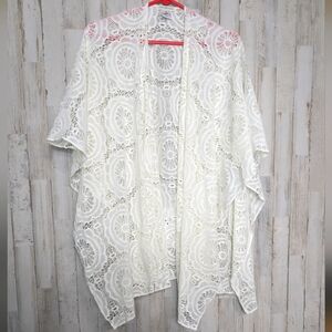 Earthbound Sheer Lace Kimono Top Cottagecore Coquette Boho One Size Cover Up